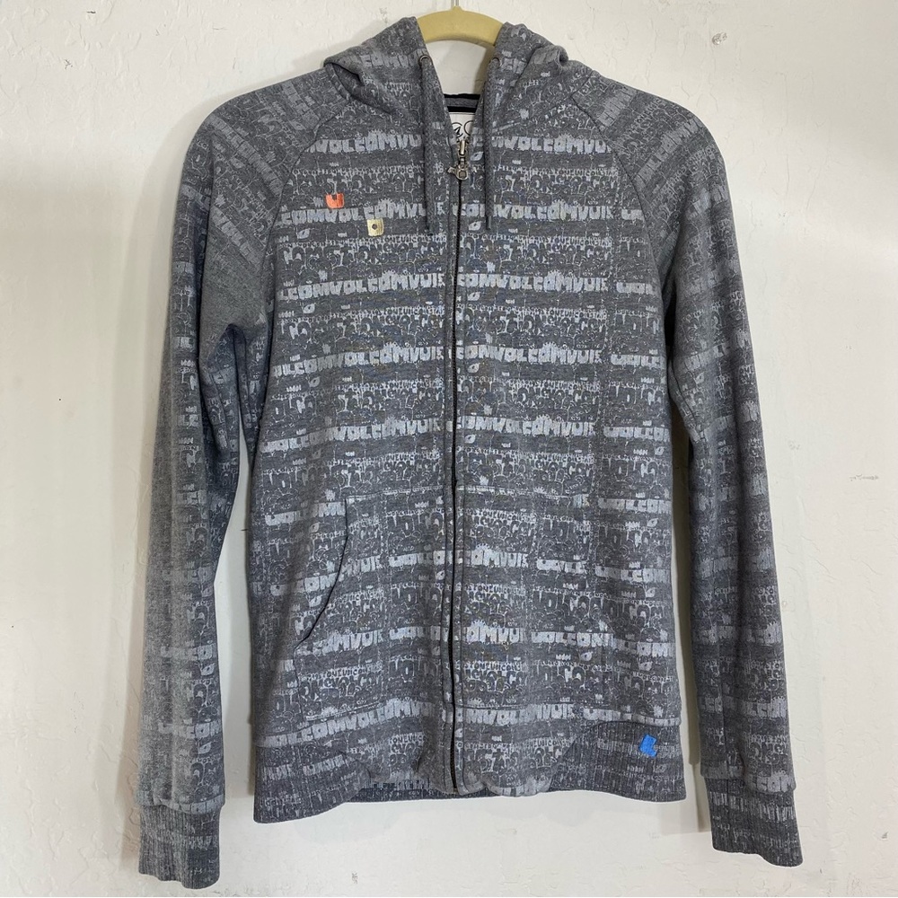 Volcom Featured Artist Monstripe Zip hoodie XS Graphic Design Allover Print